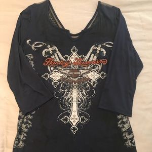 Harley Davidson Steel Navy embellished tee size L